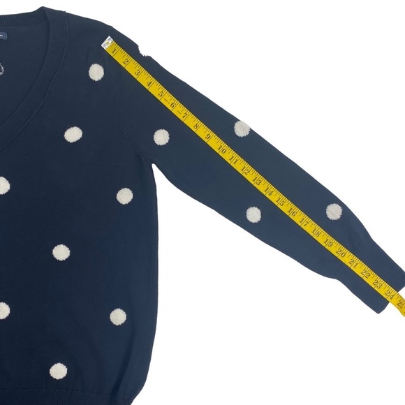 GAP Factory Women’s Navy 100% Cotton V-Neck Sweater, White Polka Dots, Size L - Picture 10 of 12